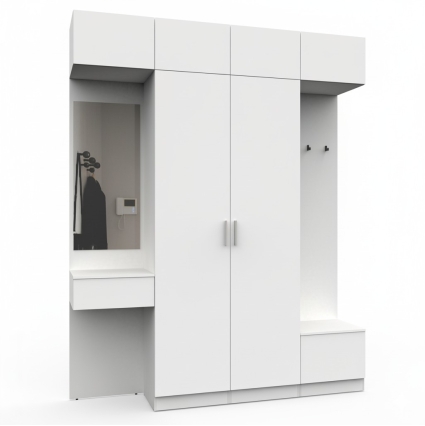 Набор мебели для прихожей "Марсель-207" МР 01-207 В2490 Ш2000 Г420 (ЛДСП Белый премиум) Набор мебели для прихожей "Марсель-207" МР 01-207 В2490 Ш2000 Г420 (ЛДСП Белый премиум)